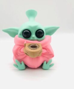 Bong Rosado Baby Yoda Silicona - 12cm