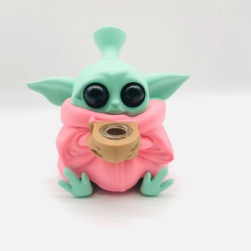 Bong Rosado Baby Yoda Silicona - 12cm